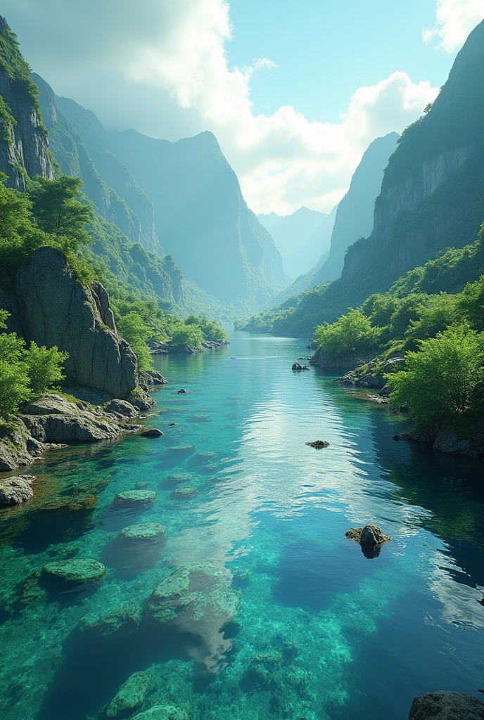 (Masterpiece:1.2,Highest quality,Ultra high resolution,very detailed,realistic,RAW photos:1.2,Complex photography),8ก,Wallpaper,(Ray Tracing),Thai,(The majestic river,Beautiful water surface,Diffuse reflection),A photograph reflecting the flow of clouds and water.,