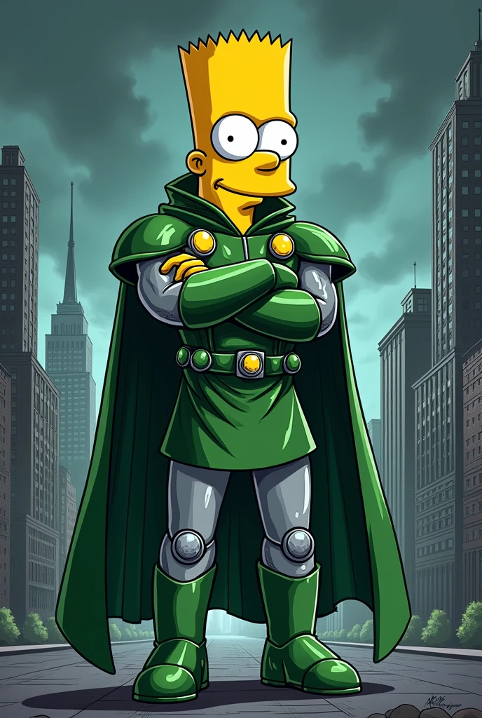 Bart Simpson like Doctor Doom from Marvel