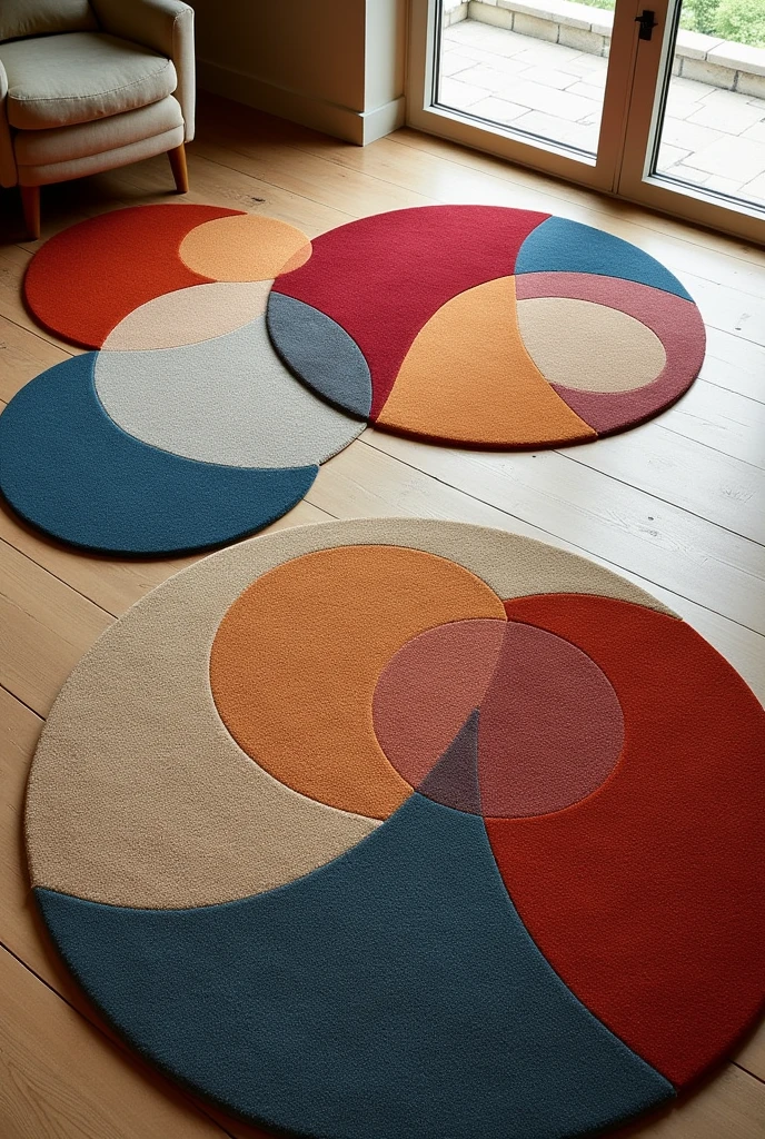 Rugs with tufting technique , round rug ,triangular, irregular squares for living room organic designs sophisticated ,luxurious colorful various models