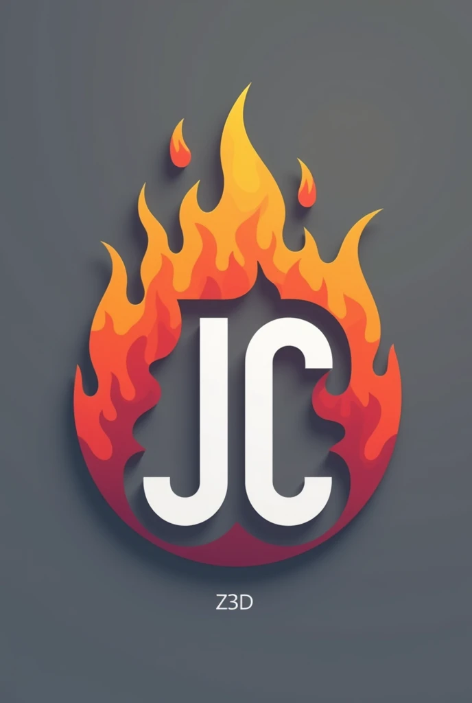 Minimalist logo with the initials JC with colored flames around it
