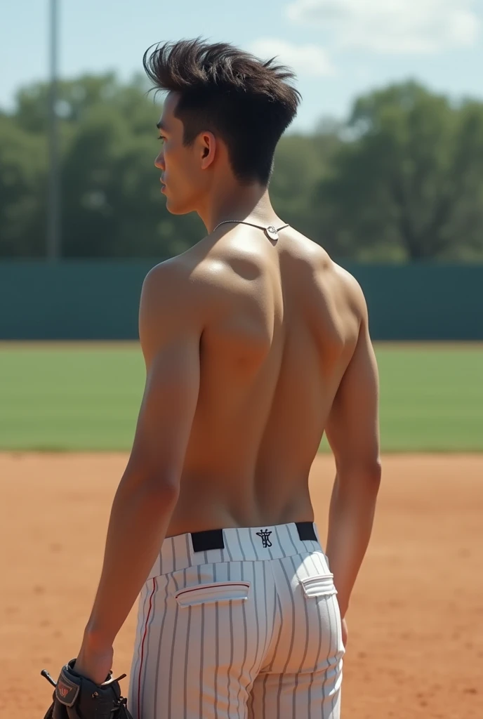 1boy、Photo Quality、Cute handsome man、Mash Hair、Japanese male, 、Completely naked、Full nudity、erection、Huge penis、Highest quality、Realistic、beautiful、baseball Ground、Back view of player standing in the batter&#39;s box、Completely naked、Butt Exposed、Full nudity、Naked、All Nude