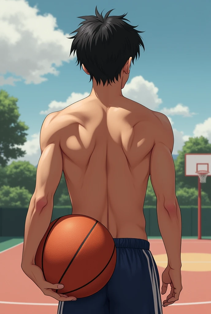 1boy、Photo Quality、Cute handsome man、Mash Hair、Japanese male, 、Completely naked、Full nudity、erection、Huge penis、Highest quality、Realistic、beautiful、Basketball game、Back view with ball、Completely naked、Butt Exposed、Full nudity、Naked、All Nude