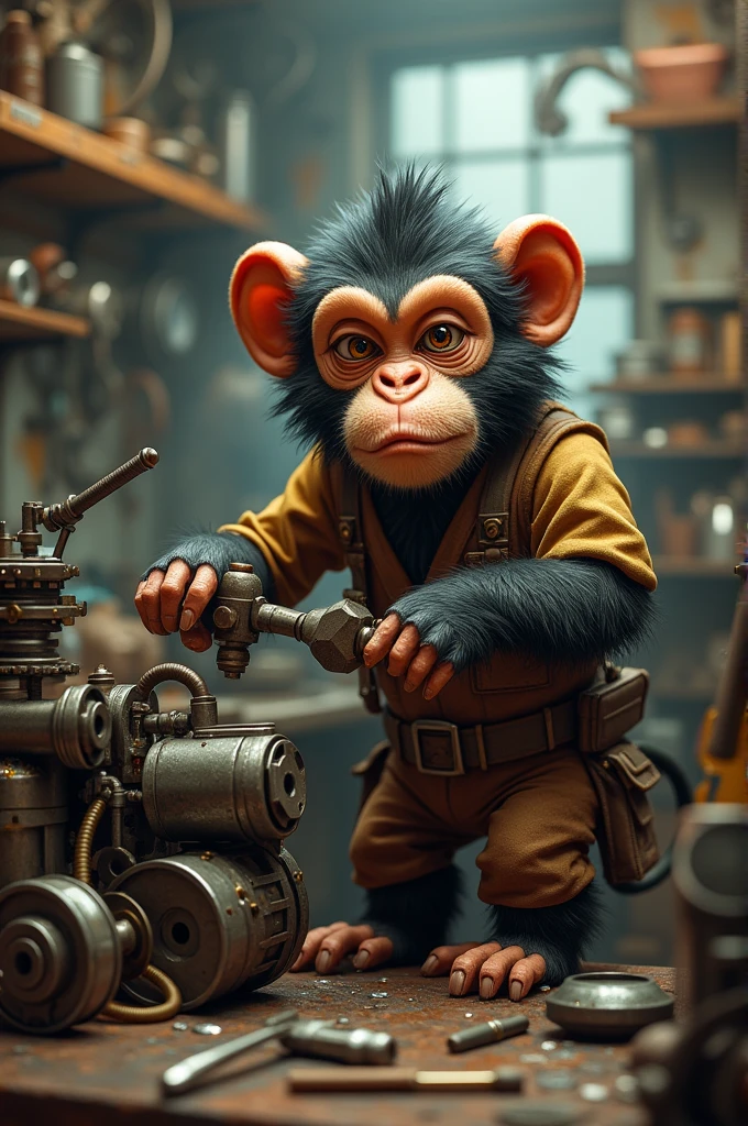 Monkey working as a mechanic