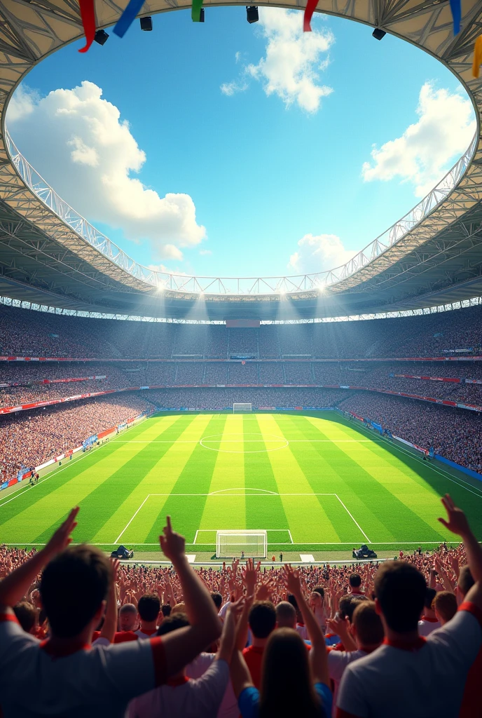 Stadium, crowded, Clawn, no players, sunlit