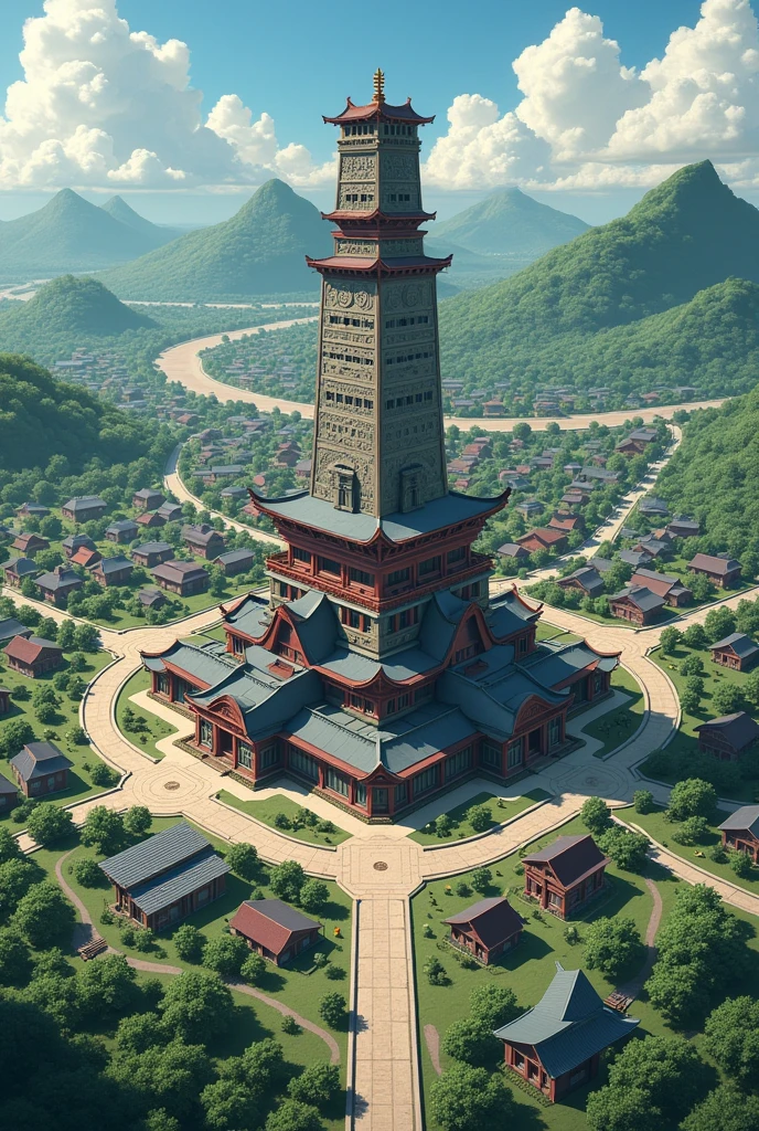 Detailed map of Konoha-Gakure: 1. Hokage Tower: Location: Center of the village. Description: The Hokage Tower is the tallest and most important building in Konoha, where the Hokage manages the affairs of the