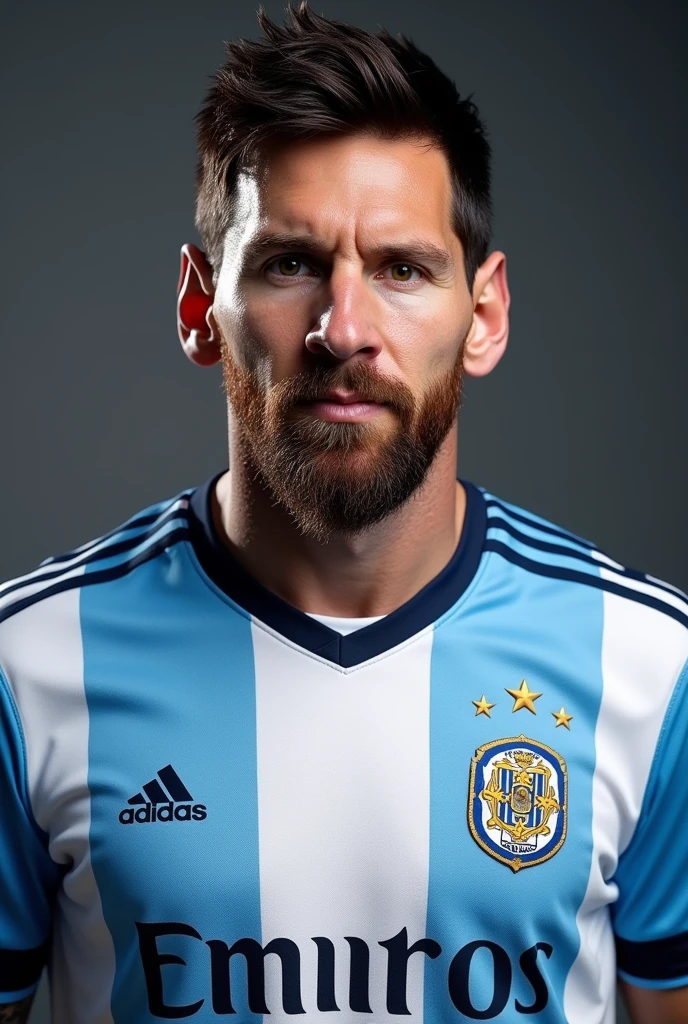 Messi wearing a shirt from the Olimpia club in Paraguay