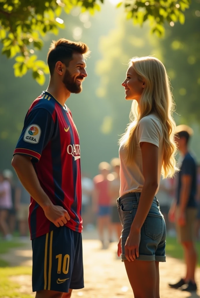 Messi with a blonde girl