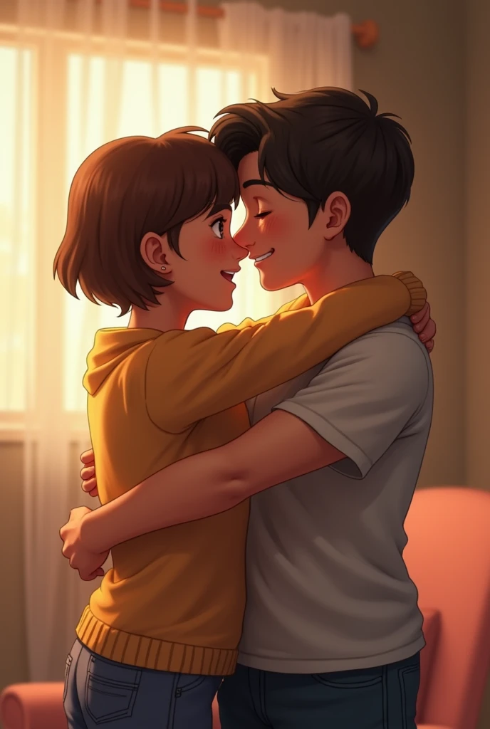 I want the person on the right to hug the person on the left and I want the person on the left to hug the person on the right 