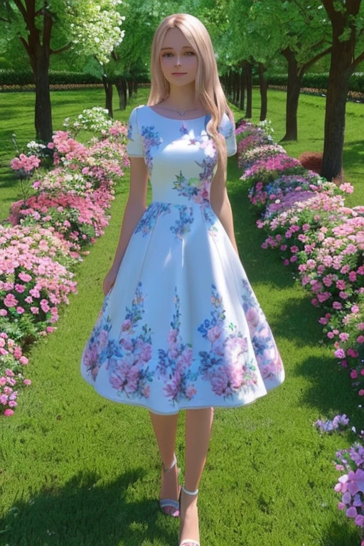  on a flowery walk with a dress with 3D flowers 