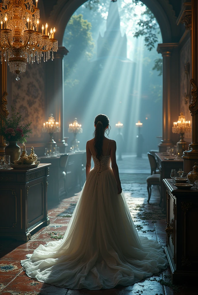 "On one occasion, the palace announced the holding of a royal ball, in order to find a worthy wife for the prince. Cinderella expressed a desire to attend the event, but her stepmother stopped her from going."