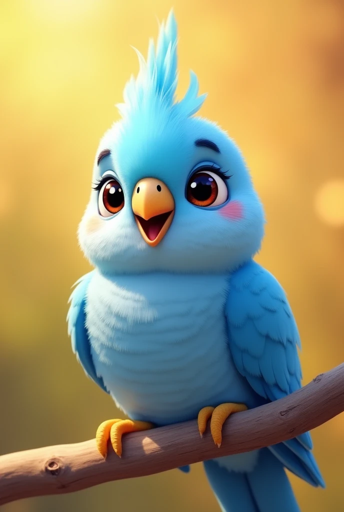 Smiling blue cockatiel