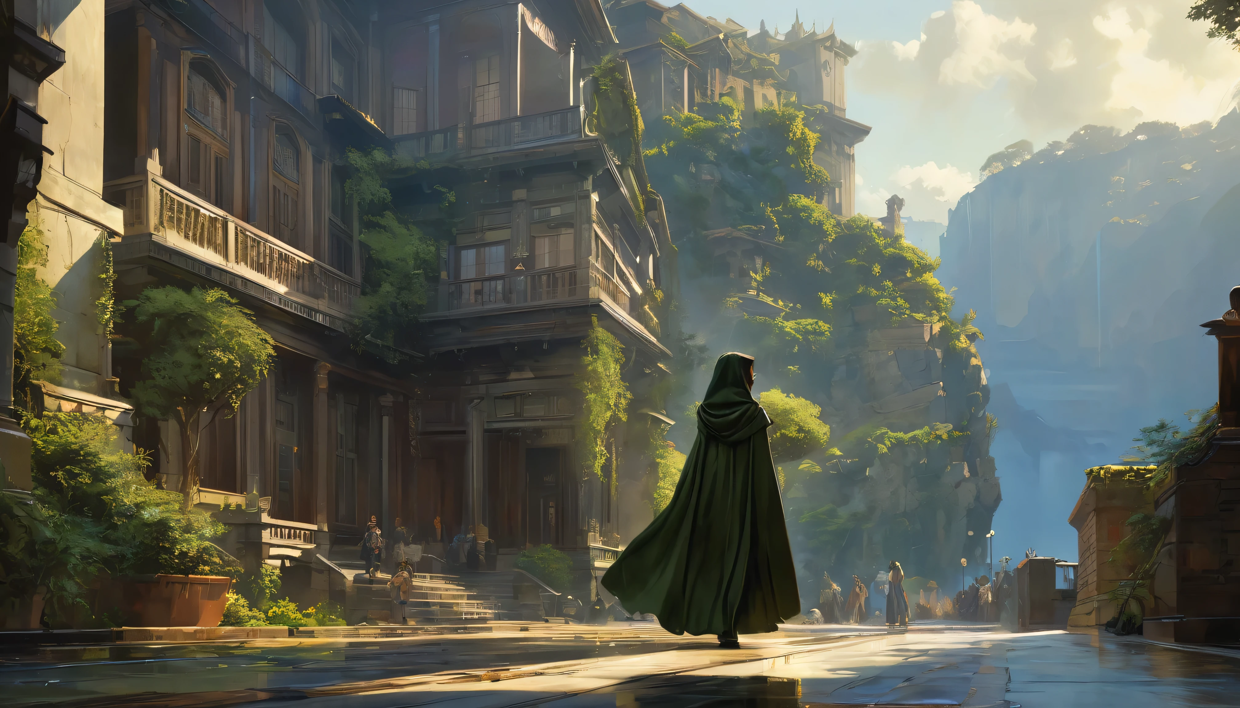 Model shooting style, (Highly detailed CG Unity 8k wallpaper), Full body photos of the most beautiful works of art in the world, Cloak Armor, Professional, majestic oil painting by Ed Blinky, Atey Gailan, Studio Ghibli, Jeremy Mann, Greg Manchess, Antonio Moro, Trending on Art Station, Trending on CGSociety, Complex, Attention to detail, Sharp focus, dramatic, Photorealistic paintings by Midjourney and Greg Rutkowski