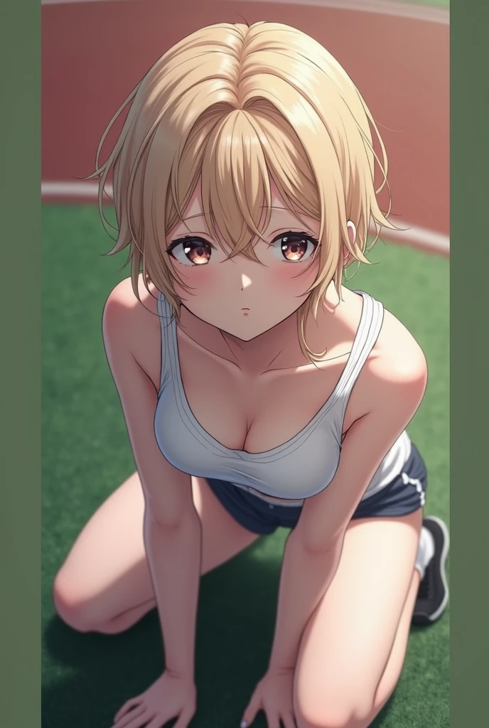 Realistic glowing skin, (発Sweat:1.8),Stand backwards,Look back at your face,Always look at the camera,(発Sweat:1.8),(Beautiful nipples in real life:1.6),,(whole body:1.9),(発Sweatしたリアルな白い肌:1.9),White socks, (black running shoes:1.8),
,Cold look,Cold Stare,Black Hair,short hair,Tie your hair short,Silky translucent white skin,,(Very detailed美しい顔), Great face and eyes, (Highest quality:1.4), (Very detailedな), (Very detailed CG 統合 8k 壁紙), Very detailed, High resolution raw color photos, Professional photography, Realistic portrait,Sweat,,(A Cup:1.9),(Flat Chest:1.9),(Very small breasts:1.9),(Breast augmentation:0.1),(Small breasts beginning to swell:1.9),(Breasts during puberty:1.9),
, (少女のwhole bodyの詳細なRAW写真), Canon EOS R5 250mm, Sharp focus, Cinema Lighting, (No makeup:1.2), Fine skin, Delicate collarbone,,(Ultra-high resolution:1.6), (Realistic:1.6),,(Japanese junior high school girls:1.9),(whole body:1.8),(Sweatが滴る肌:1.9),(The lower half of the body is black athletic wear:1.9),(Sweatで滲んだ肌:1.9),(Age is :1.9),(Raise one hand above your head:2),(The upper body is white athletics wear:1.9),Height is 155cm,Non-erect, thin nipples,very small nipples,Natural nipples,Real girl nipples,Not disgusting nipples、 (Armpit hair just starting to grow:1.9),
