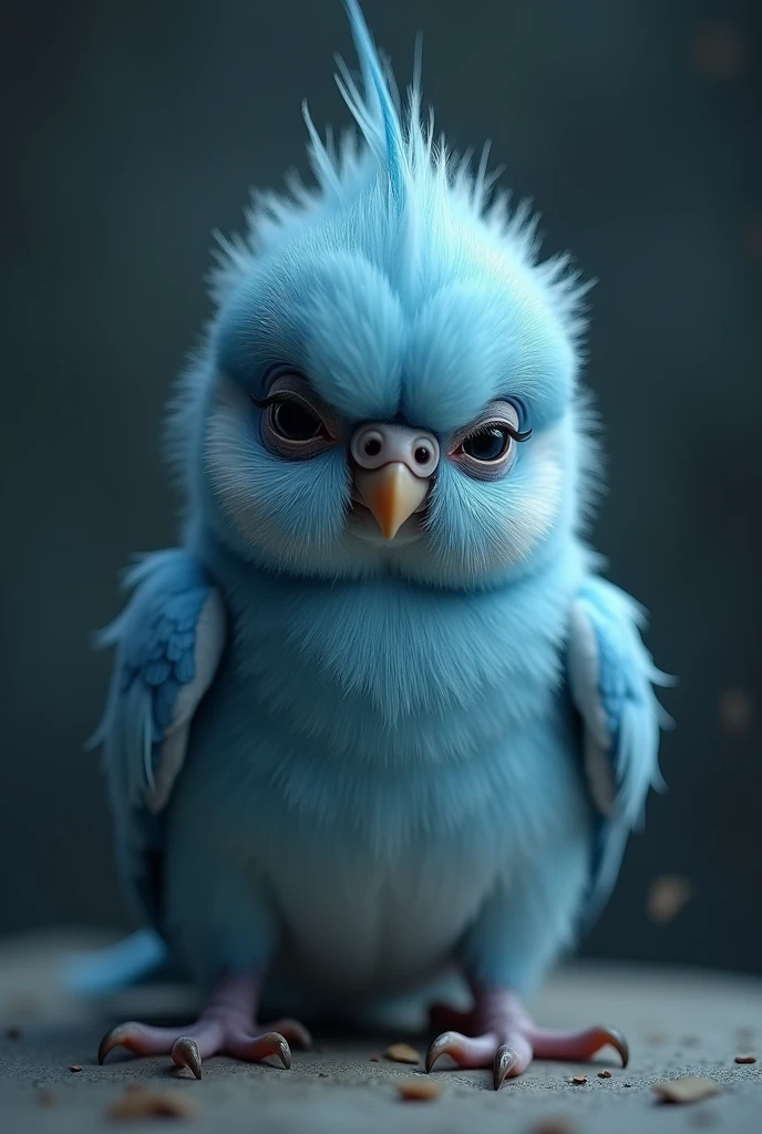 Sad blue baby cockatiel
