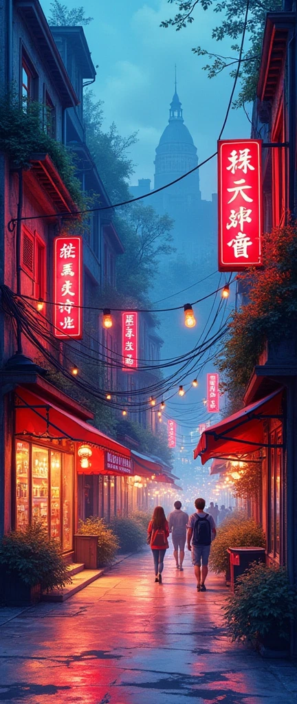 Best Quality, super fine, 16k, delicate and dynamic, gorgeous watercolor landscape painting, A beautiful red light district at night, modern and retro, pop and classical, New and old, Learning from the past, (magnificent view:1.7) , (watercolor techniques, bleeding, Layers, dry brushing, chisporroteo, drip, gradation, clean)