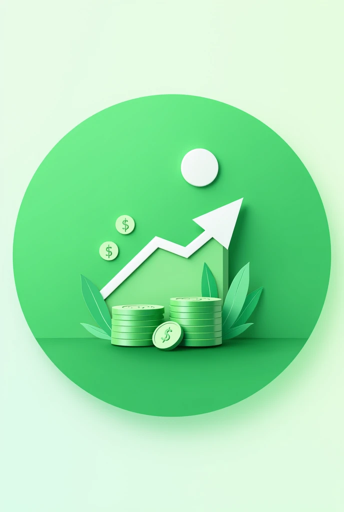   Application circle icon with Green background and a investiment graphic imagem