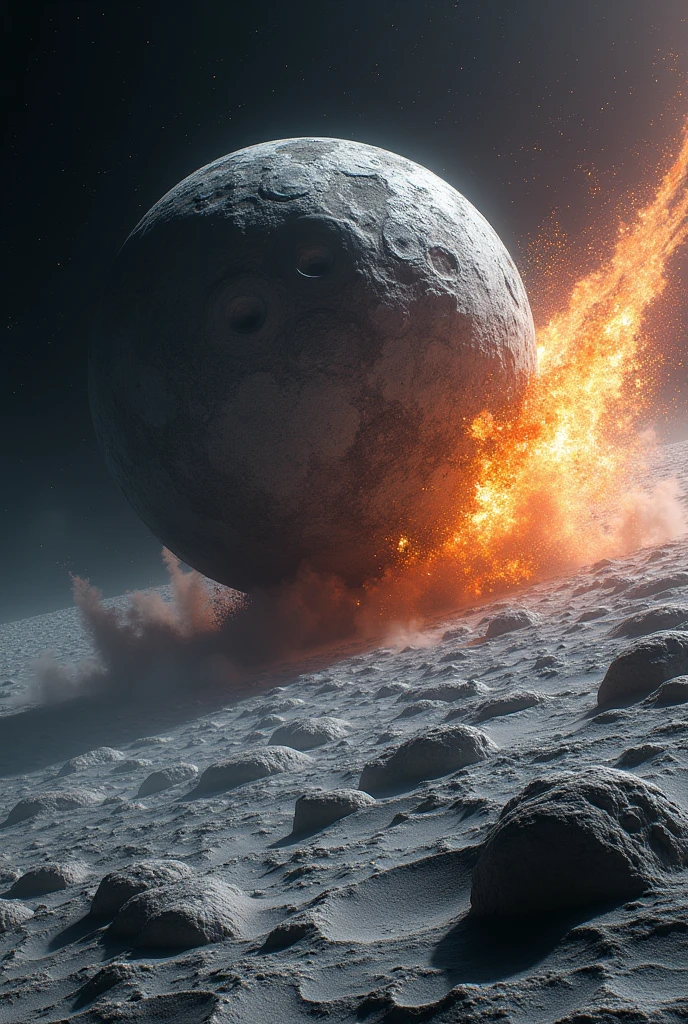 asteroid crashing into the moon