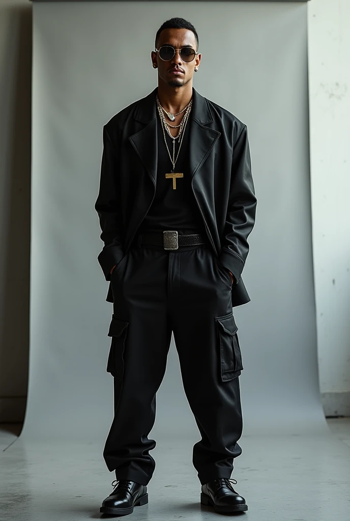 A picture of Myke Towers the singer standing and full body with very high photo quality
