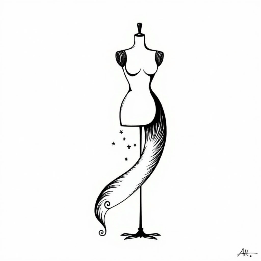 D&#39;MY logo confections a sewing machine needle mannequin