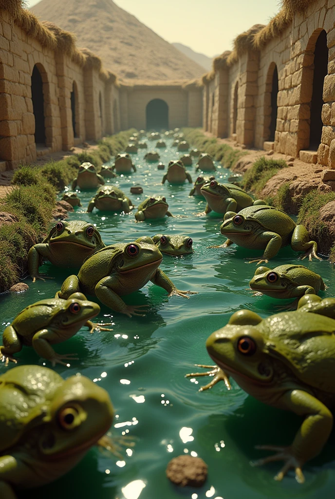 Plague of Frogs: Egypt was invaded by an overwhelming number of frogs that came out of the Nile and got into the houses, Camas, and ovens of the Egyptians. 4k