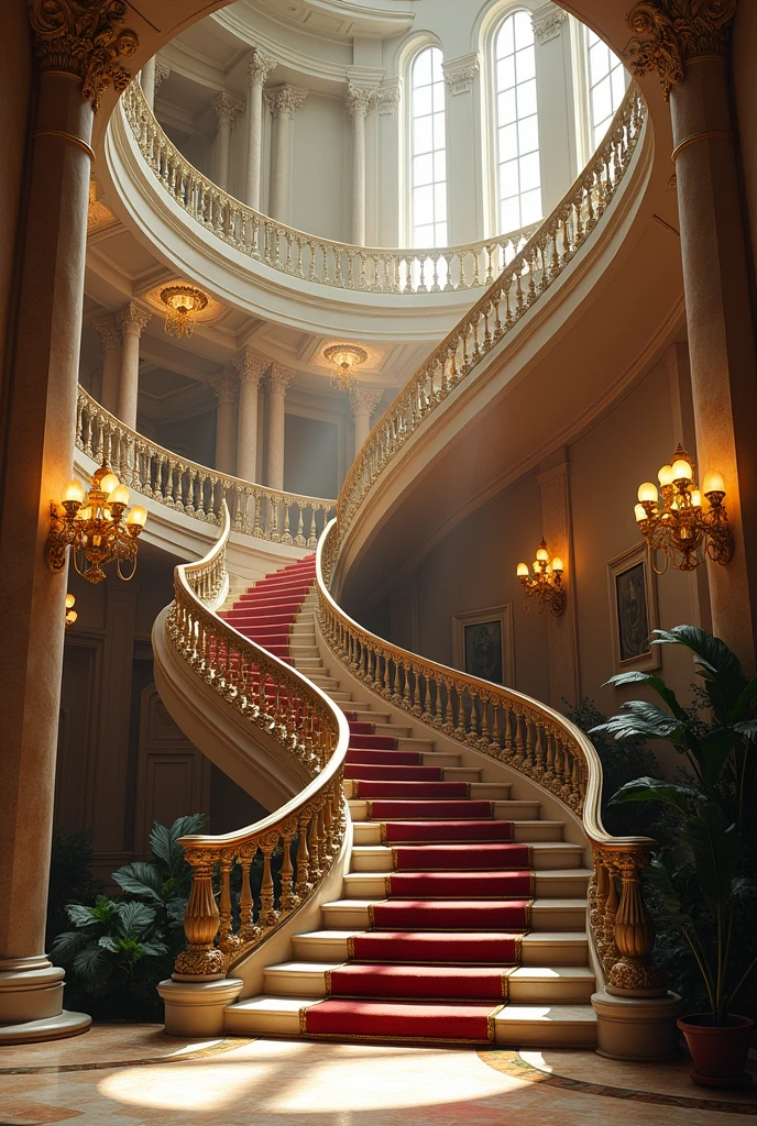 A three-level curved staircase