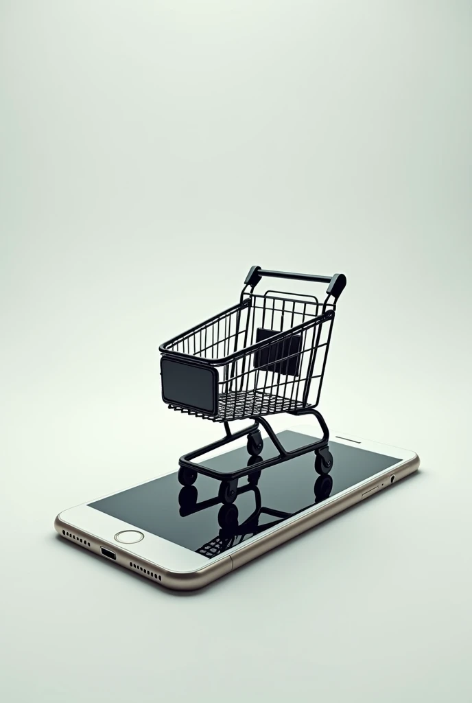 A shopping cart coming out of a cell phone