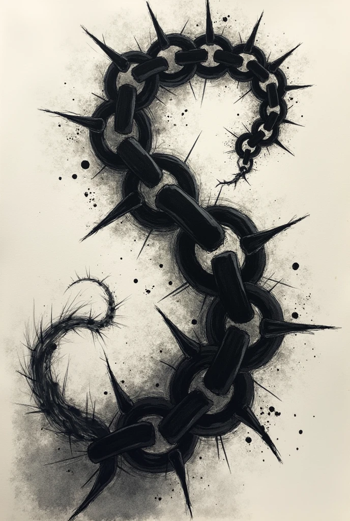 A black chain whip used as a weapon scribbled on.