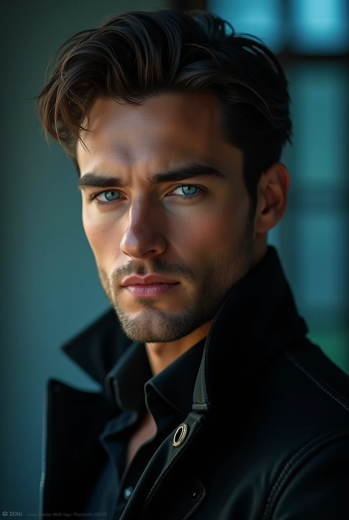 male model, blue colored eyes, seducer,