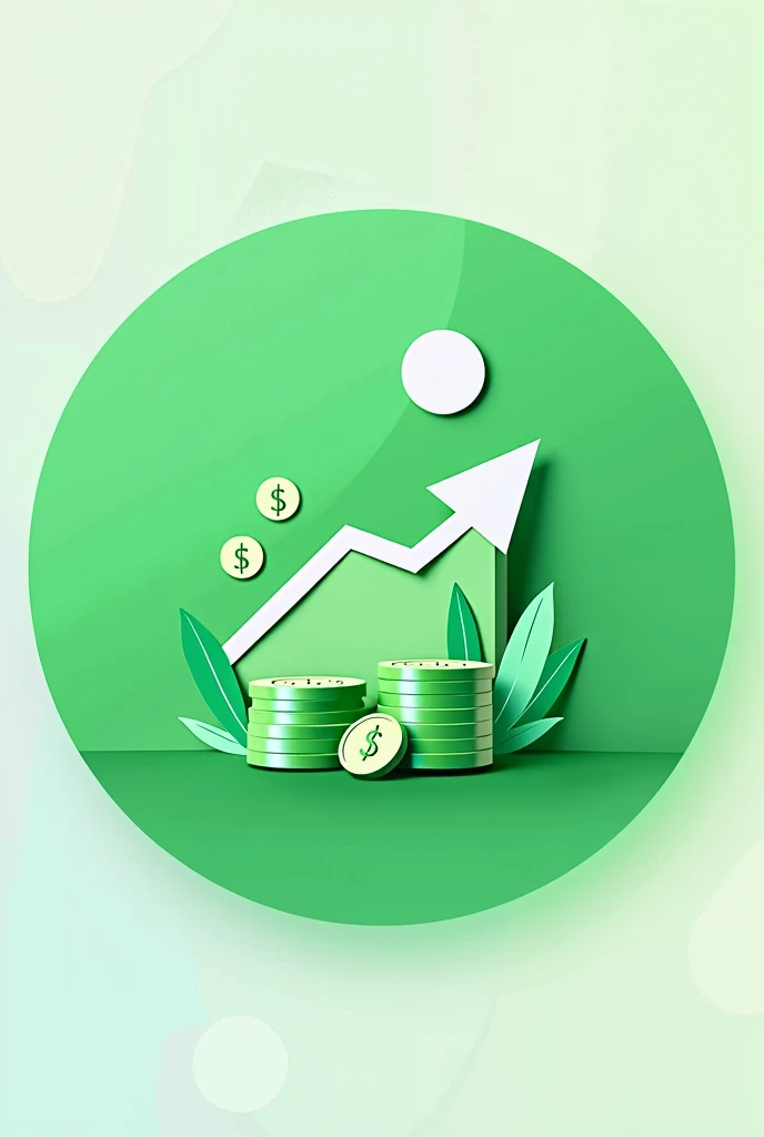 Application circle icon with Green background and a investiment graphic imagem