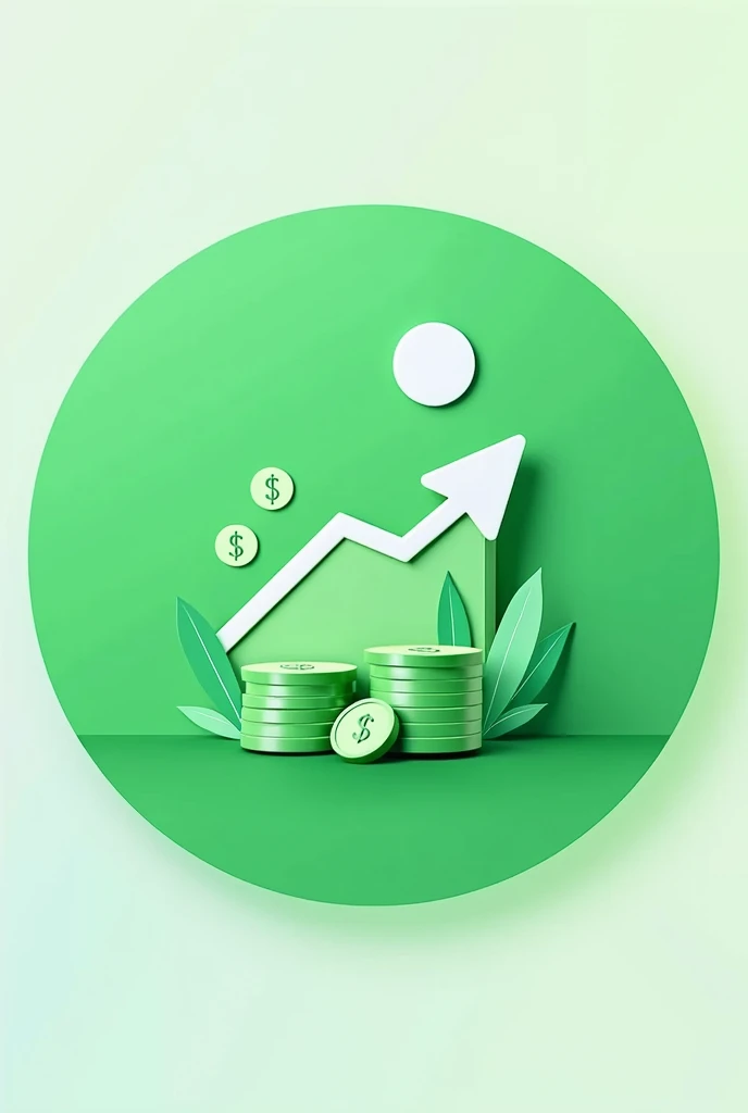   Application circle icon with Green background and a investiment graphic imagem