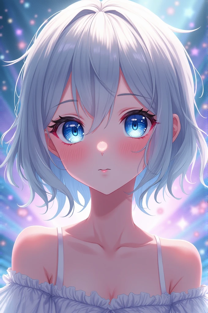 has a soft, feminine appearance, and on occasion is mistaken as a female. He has short, light silver hair, large, sparkling blue eyes, and light skin tone. Anime