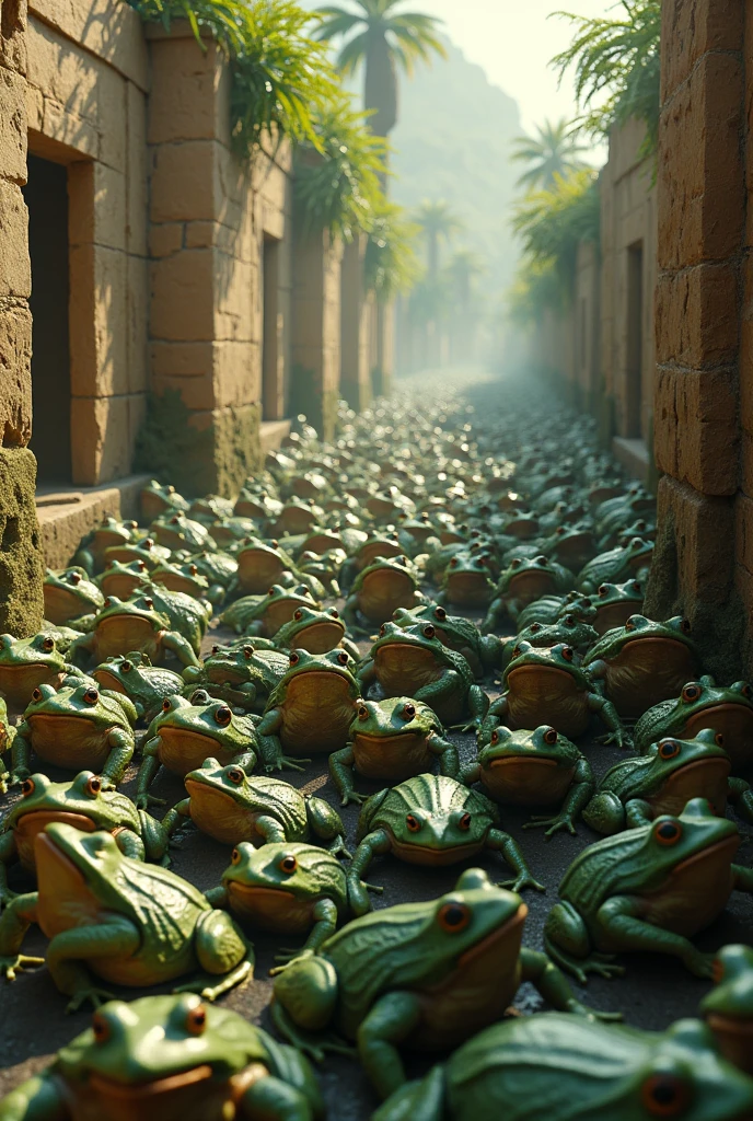 Plague of Frogs: Egypt was invaded by an overwhelming number of frogs that came out of the Nile and got into the houses, Camas, and ovens of the Egyptians. 4k