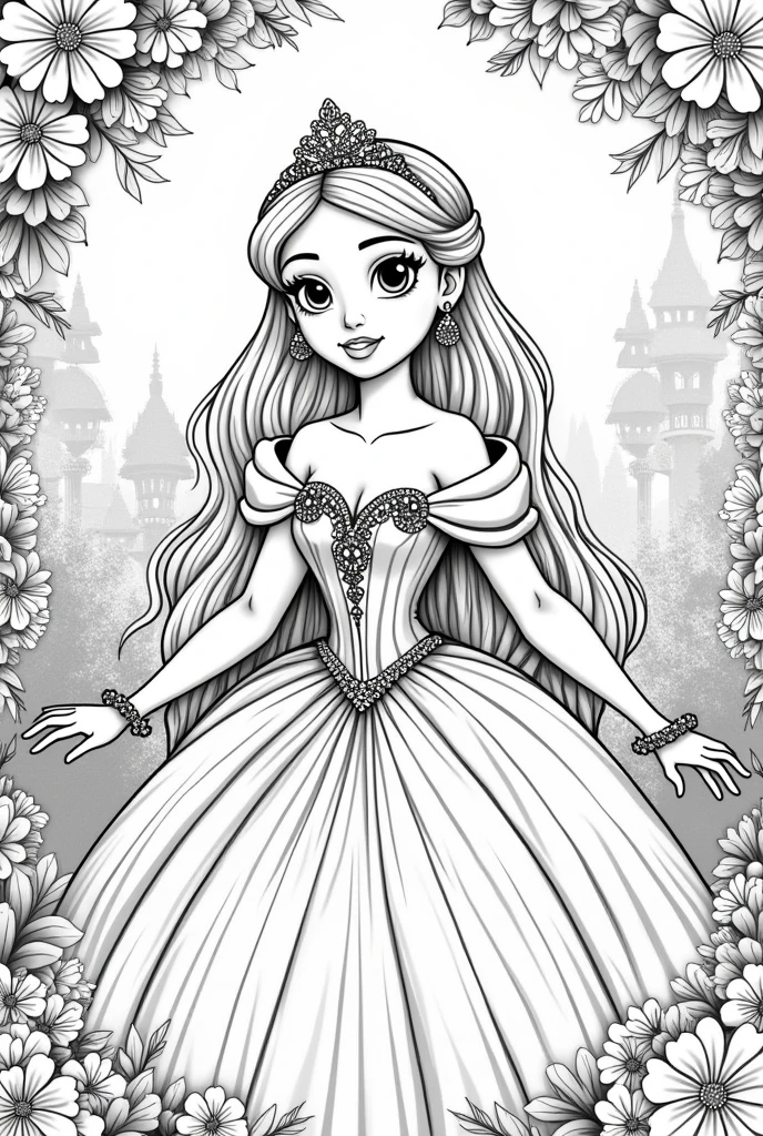 create a 10 page coloring book about princesses