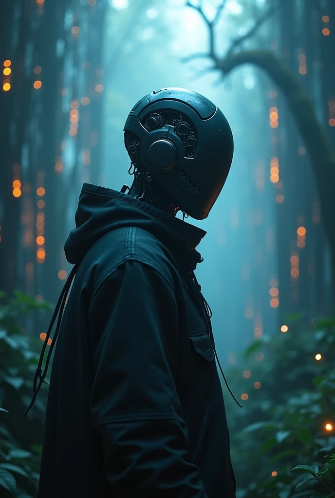 cinematic film still circuitboard, dark futuristic, noface, (nature art by Fujishima Takeji:0.7) , beautiful, cyborg, concept art, at Blue hour, Detailed illustration, hard light, F/8, extremely beautiful, 50mm lens, 8, natural lighting, shallow depth of field, vignette, highly detailed, high budget Hollywood film, cinemascope, moody, epic, gorgeous,
