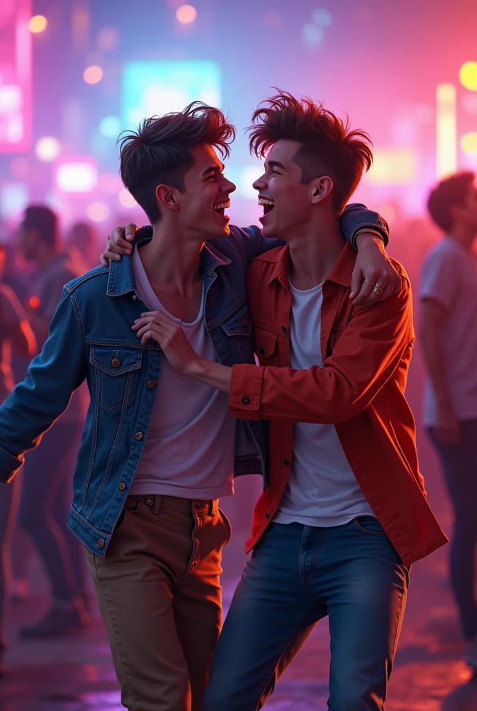 Two boys partying