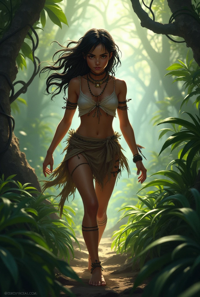 A jungle girl in search of a tiger
