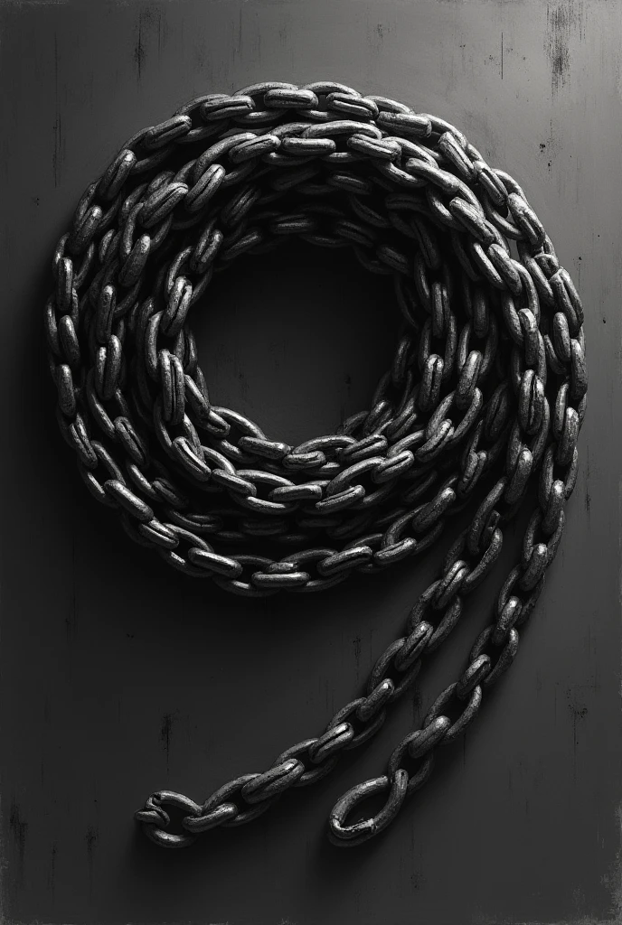 A black chain whip used as a weapon drawn on.