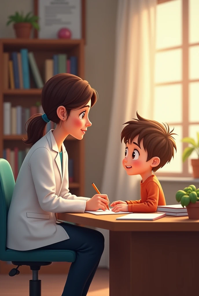 gif of a human psychologist assessing a human child patient in full hd
