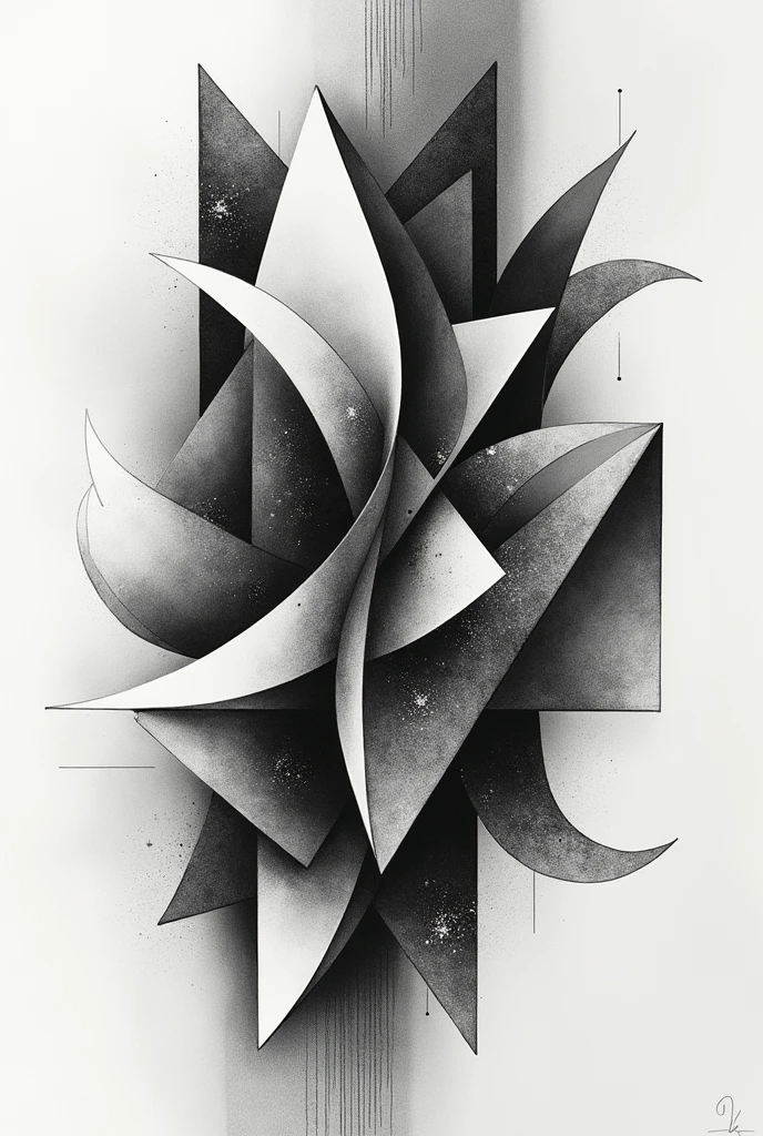 create abstract black and white images, with mixed and varied geometric shapes, to paint with colored pencils