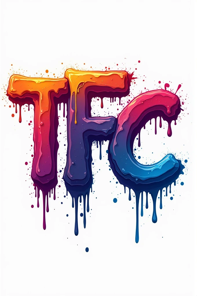 Logo with the letters TFC with full color dripping paint design
