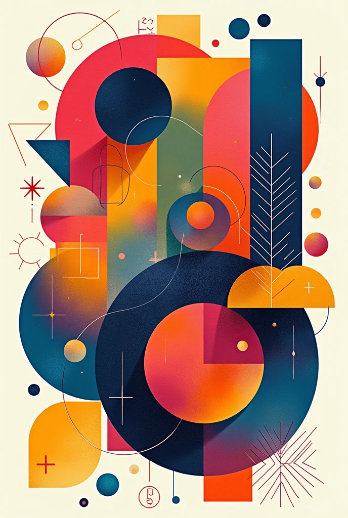 create abstract images to color, with mixed and varied geometric shapes