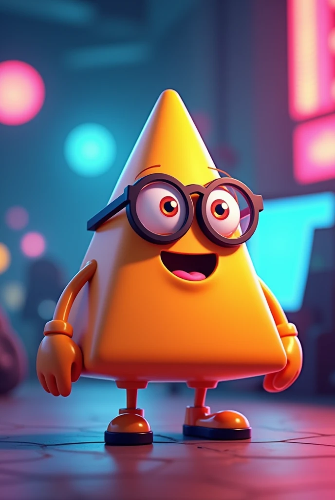 happy triangular gamer cheese with glasses animate