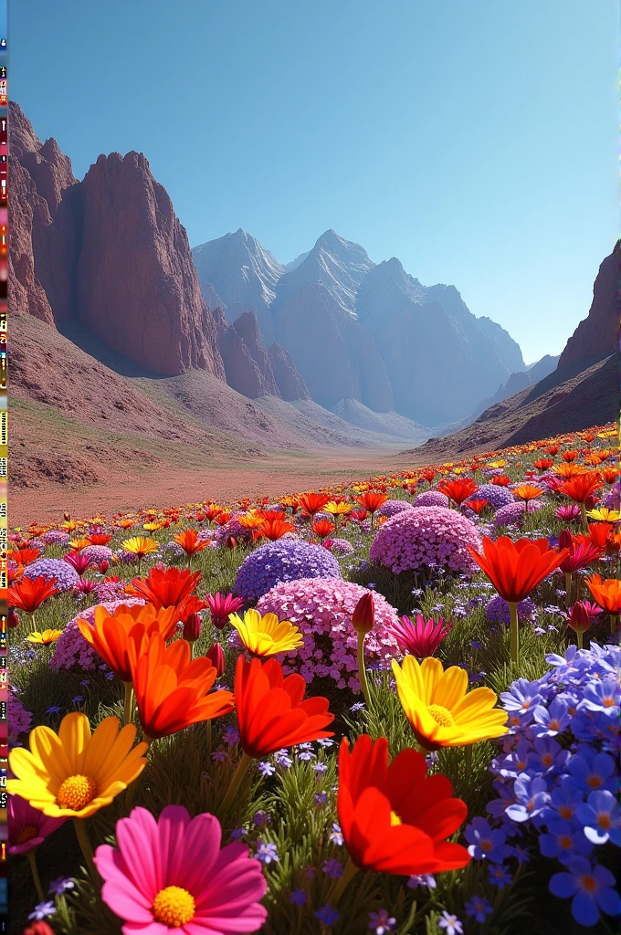 An image of the Atacama Desert covered in colorful flowers.