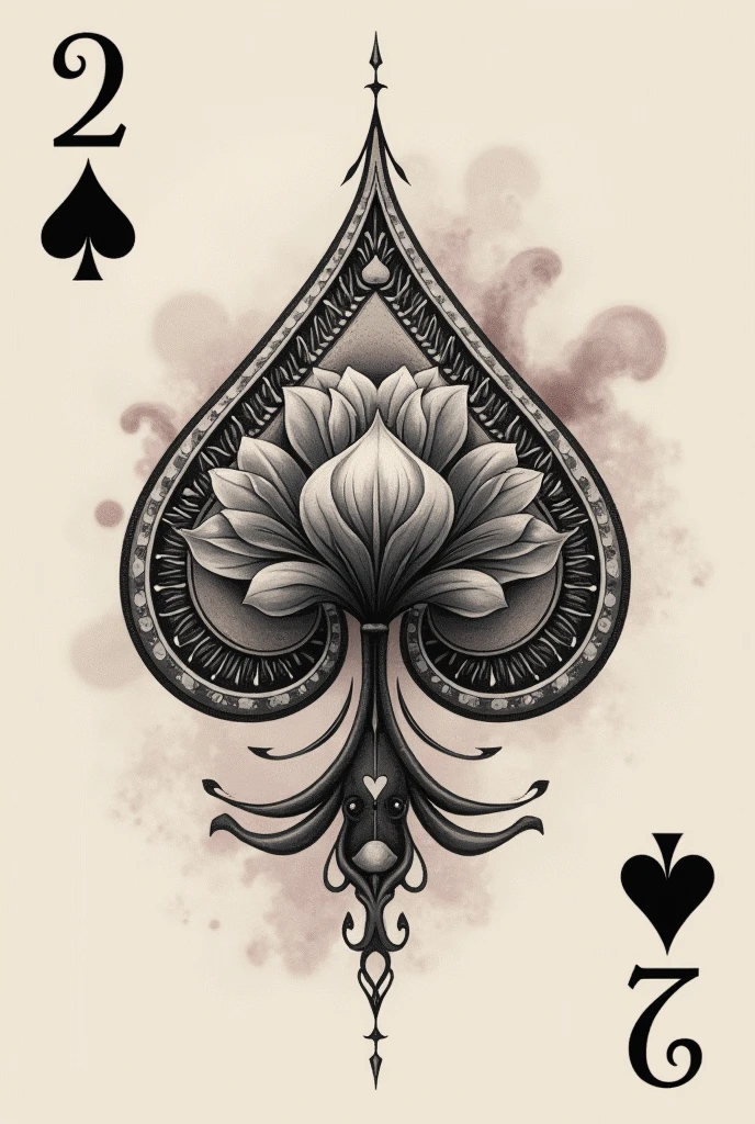 Create a feminine tattoo with a split two spade playing card