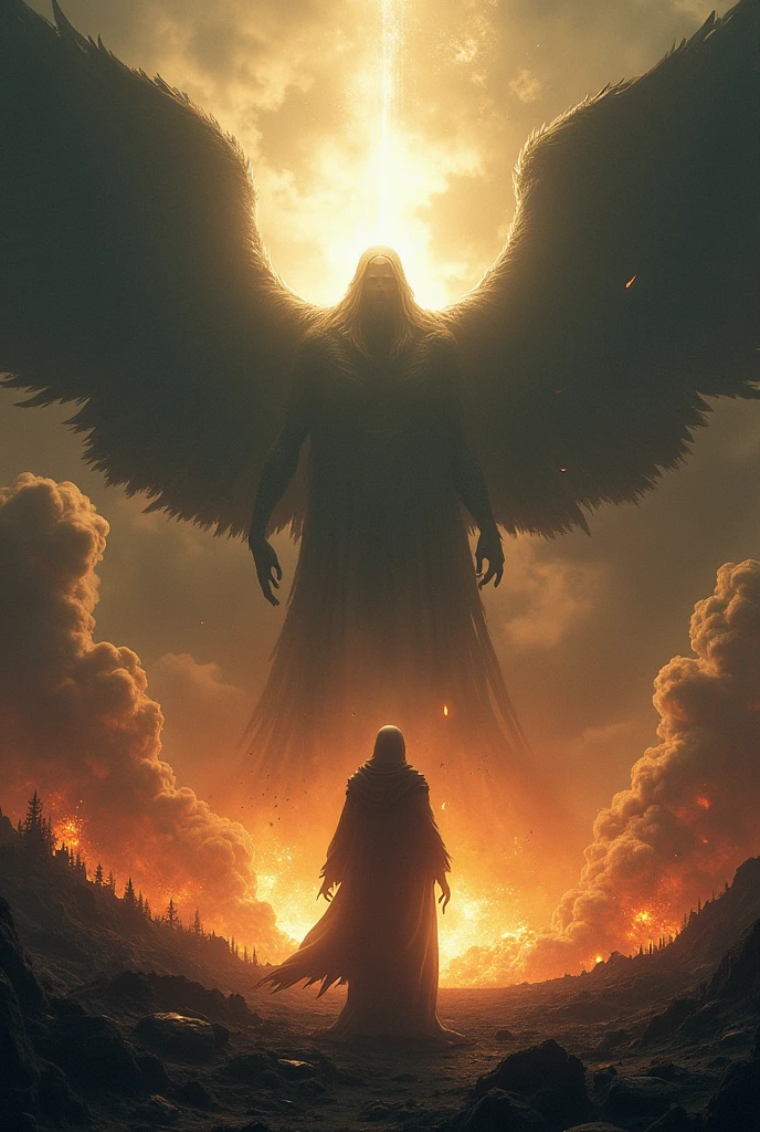 Immerse yourself in a world of chaos and destruction, as the final judgment is delivered by a powerful being with a range of stylistic renderings, from fiery explosions to dark and ominous shadows.