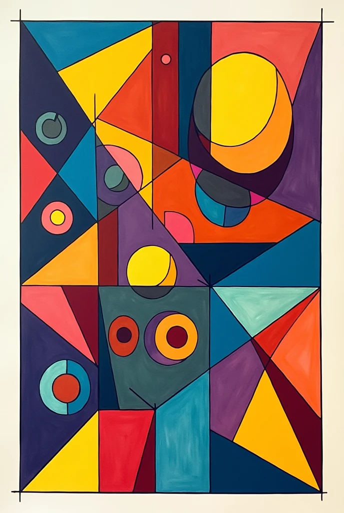 create a coloring image, with abstract shapes that refer to the cubism style