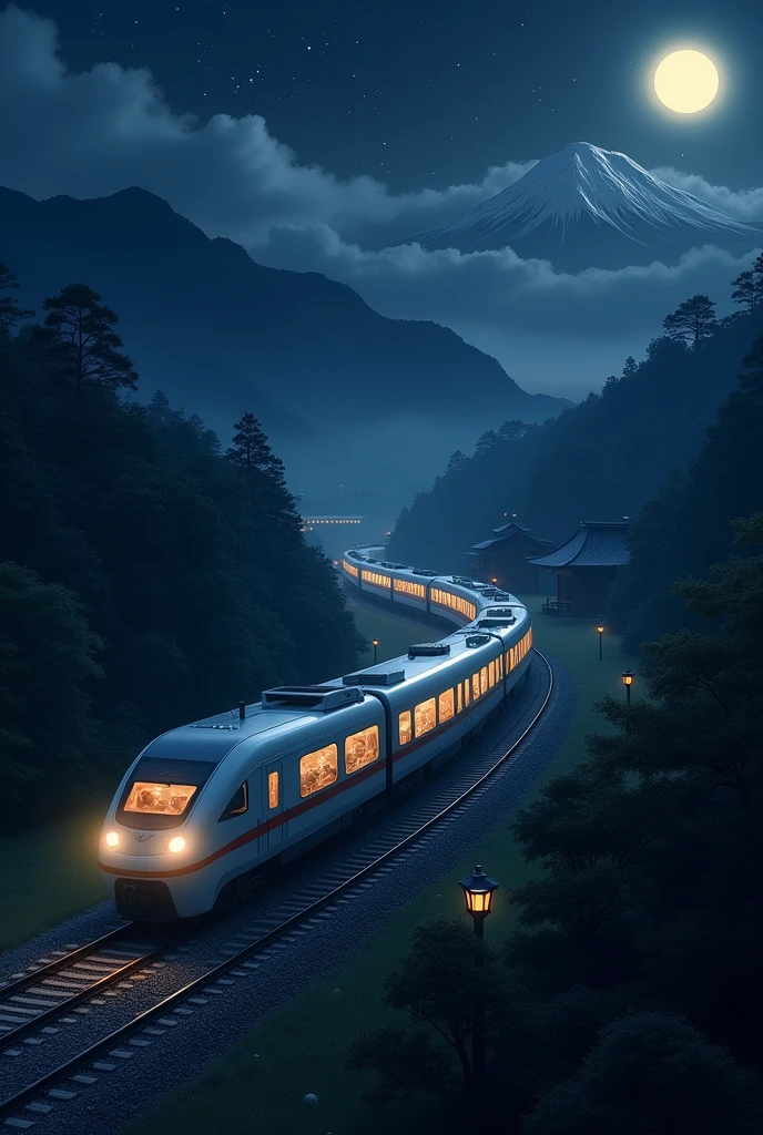 train at night in japan 