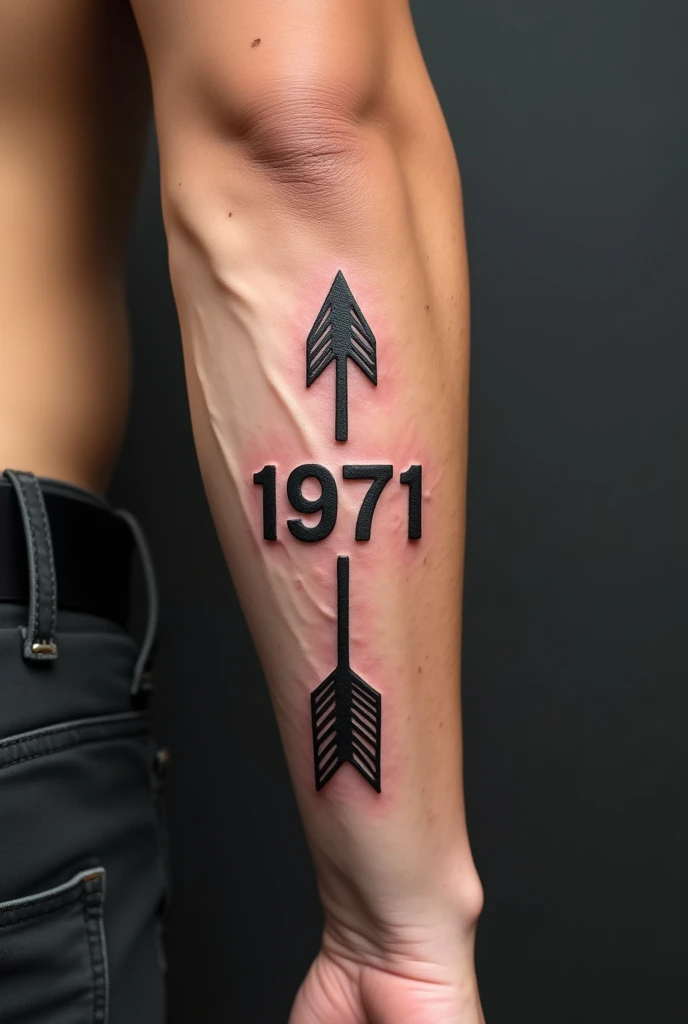 Arrow tattoo with 1971 in the center 