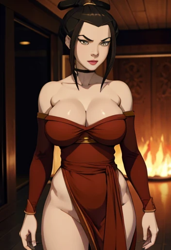 Azula Chibi, cute face ,perfect eyes, slender body display showing big tits ,looking at viewer