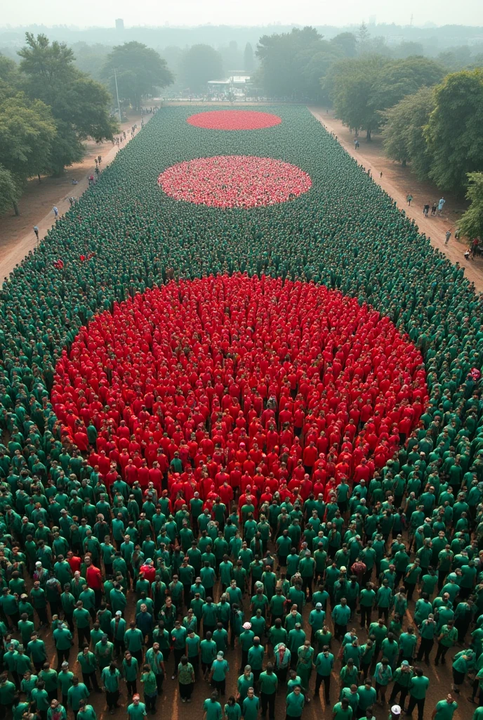 Bangladeshi flage made with thousands people